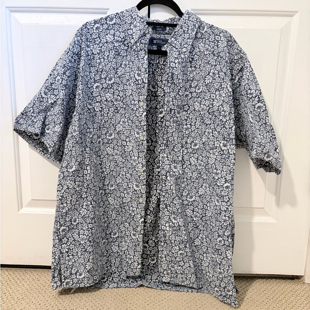 Reyn Spooner Navy and White Floral Shirt